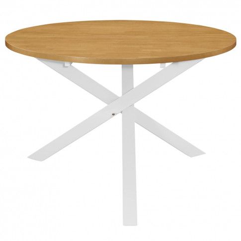 Szczegółowe zdjęcie nr 5 produktu Okrągły stół ze skośnymi nogami Emis – brązowy