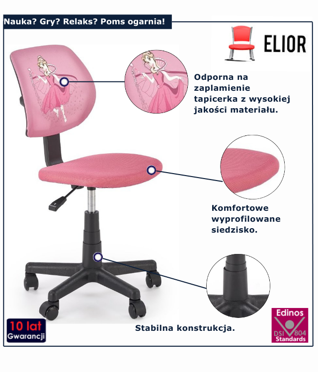 Fotel obrotowy różowy Klen