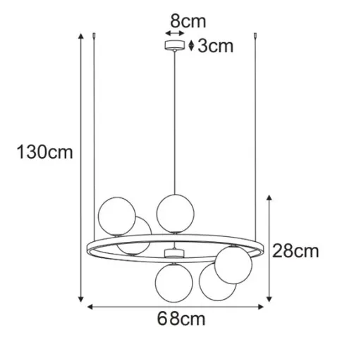 Wymiary lampy J005-Rusto