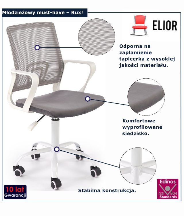 Fotel obrotowy popielaty Fixiv