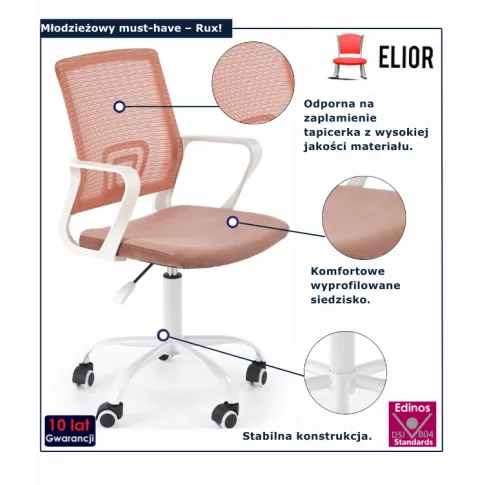 Fotel obrotowy różowy Rux