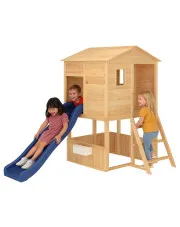 Brązowy plac zabaw dla dzieci do ogrodu ze zjeżdzalnią - Welos w sklepie Edinos.pl