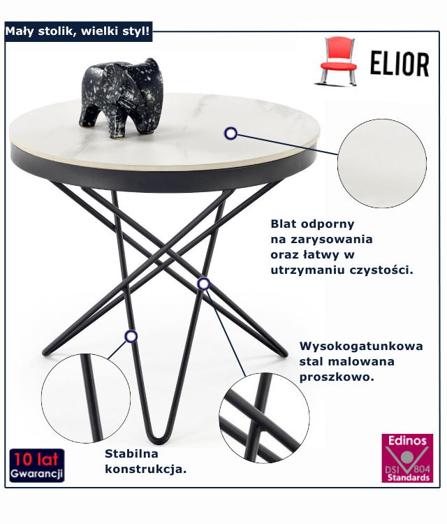 Nowoczesny stolik kawowy  na nodze Camilo 3X