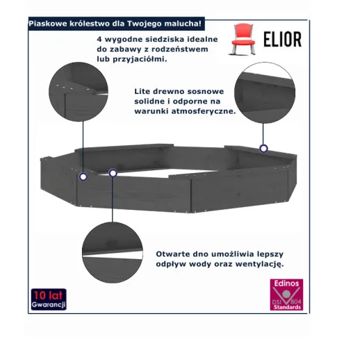 szara piaskownica dla dzieci Hustix