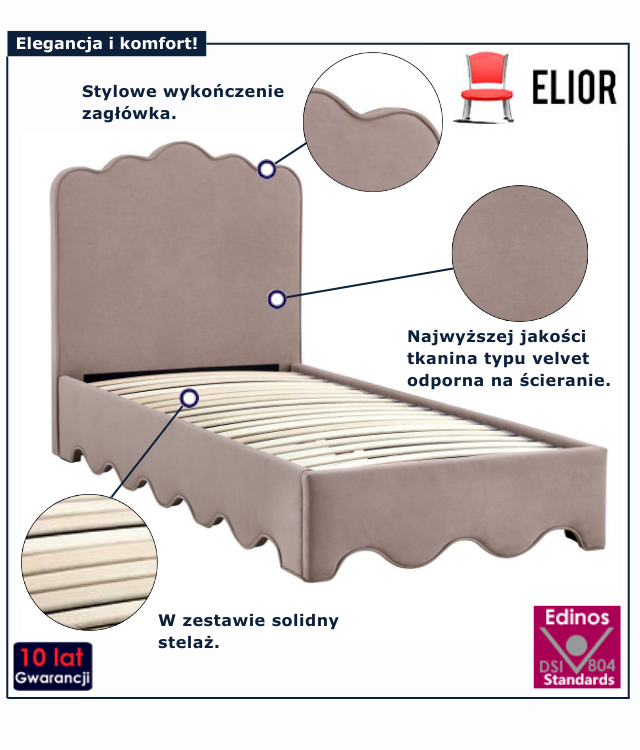 Łóżko tapicerowane beżowe Libra
