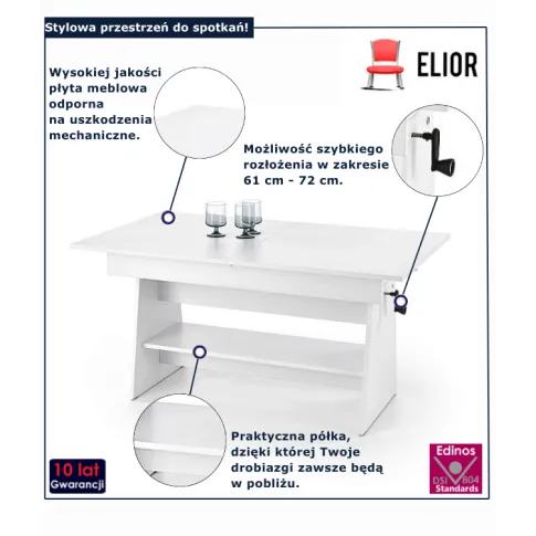 Ławostół rozkładany  biały do salonu Oriole