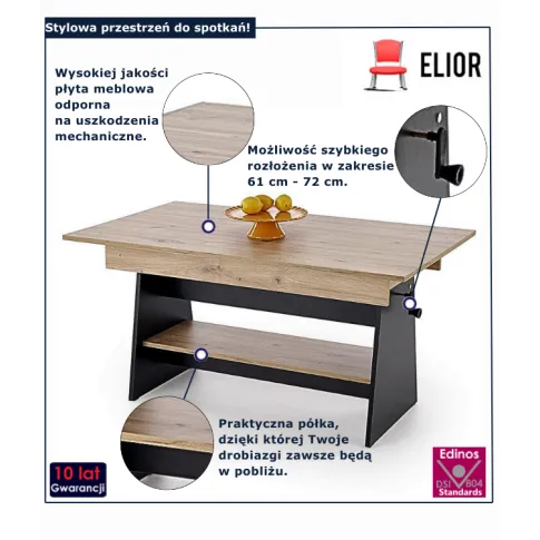 Ławostół nowoczesny do salonu dąb artisan  czarny Oriole