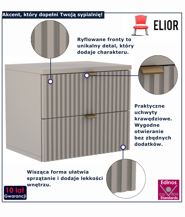 wizualizacja bezowej szafki ryflowanej Mafi 6X