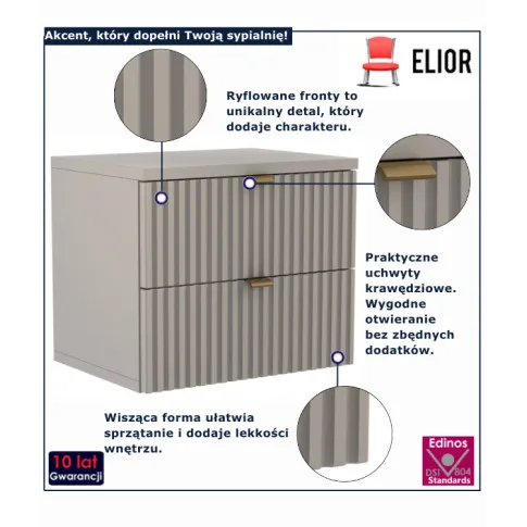 bezowa szafka nocna ryflowana Milore 6X