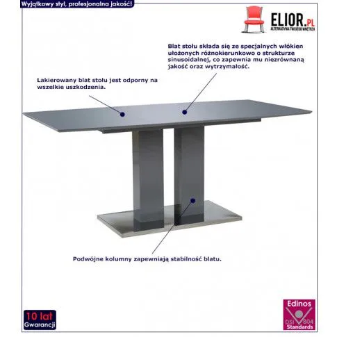 Zdjęcie szary stół jadalniany z połyskiem Wamis | Edinos.pl