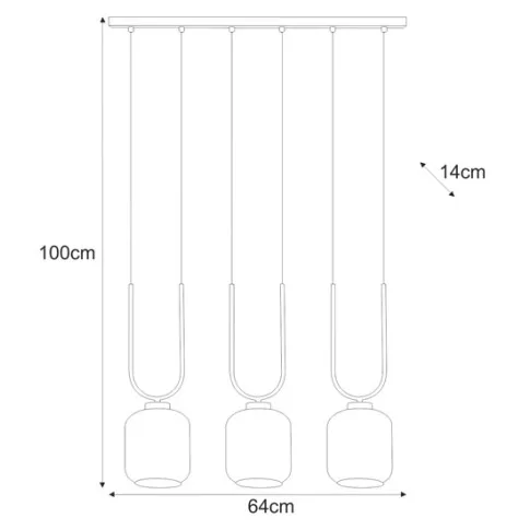 rysunek techniczny z wymiarami lampy J013-Biron