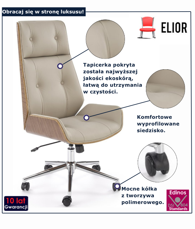 Fotel obrotowy beżowy Gorbi