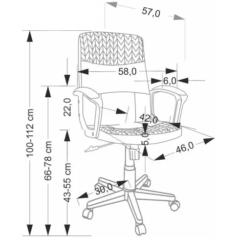 Wymiary dla fotela obrotowego Aleppo