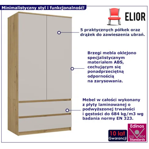 stylowa szafa dwudrzwiowana ubrania Marla