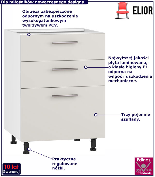 Szafka kuchenna dolna z szufladami Vokres 9X kaszmir