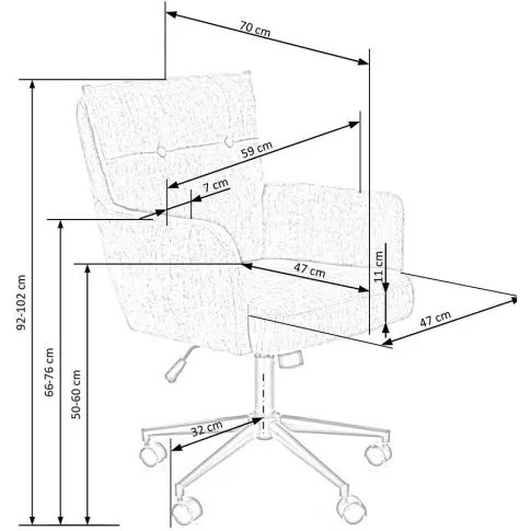 Wymiary fotela obrotowego Barcino