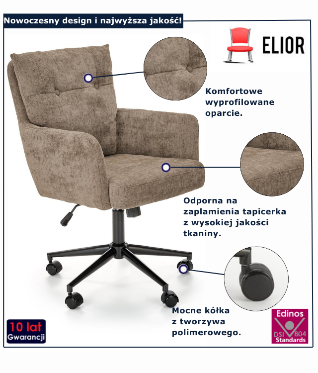 Fotel obrotowy  brązowy Reon