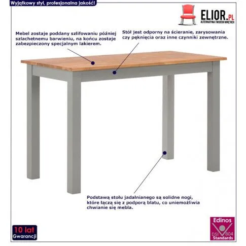 Fotografia Stół z drewna dębowego Alwura – szary z kategorii Stoły