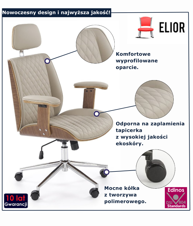 Fotel obrotowy beżowy Querte