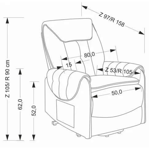 Wymiary fotela wypoczynkowe Comus