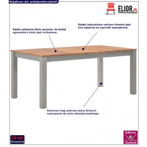 Fotografia Stół jadalniany z drewna dębowego Alwura 2X – szary z kategorii Stoły
