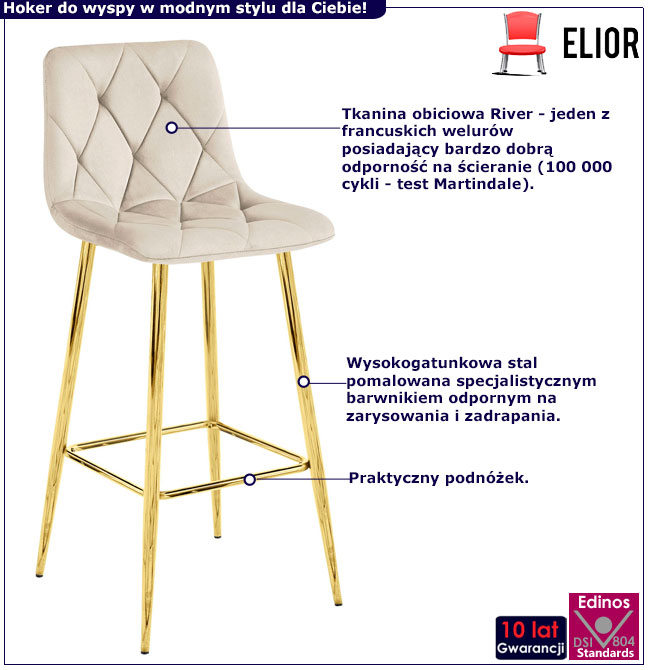 Beżówy pikowany hoker glamour Efir 3X