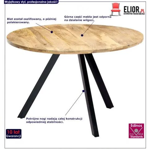 Fotografia Stół industrialny okrągły Tixo 2X – brązowy z kategorii Stoły