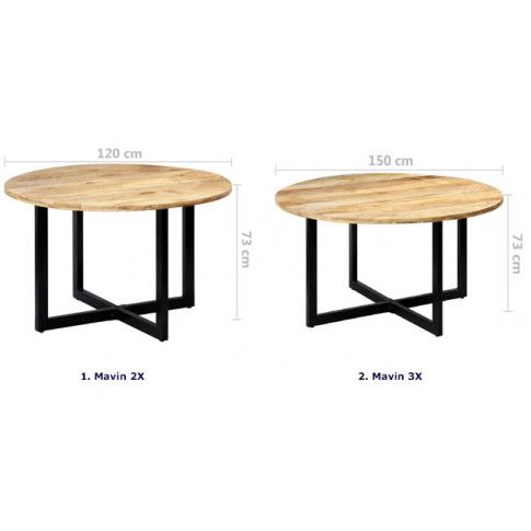 Szczegółowe zdjęcie nr 4 produktu Stół okrągły z drewna Mavin 2X – brązowy 