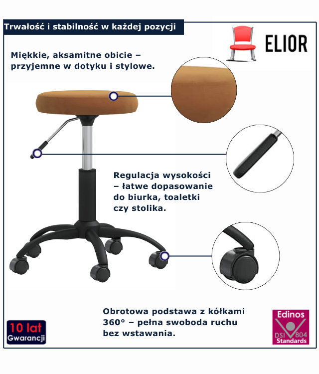 infografika brazowego taboretu Mirano