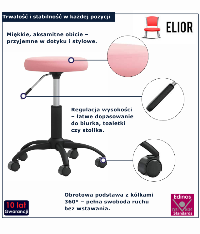 infografika różowego taboretu Tezo