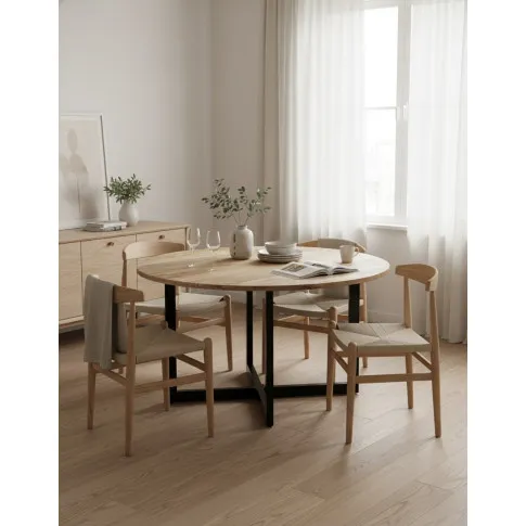 Fotografia Brązowy okrągły stół z drewna - Danalo 3X z kategorii Stoły