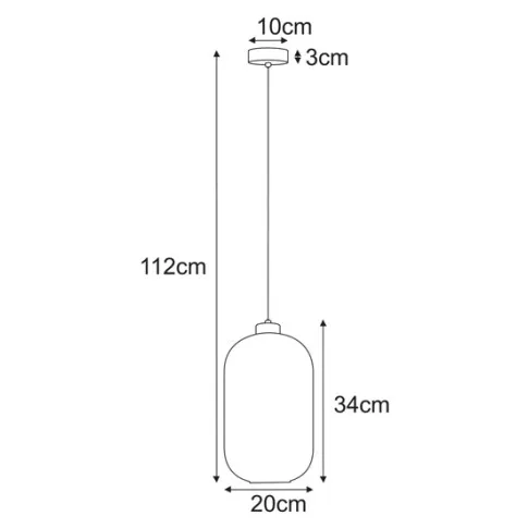 Wymiary wiszącej lampy 023-Perota