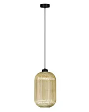 Beżowa lampa z wiszącym ryflowanym kloszem - J023-Perota w sklepie Edinos.pl