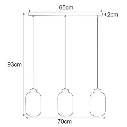 Rysunek techniczny z wymiarami lampy J024 Perota