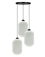 Biała wisząca lampa z trzema ryflowanymi kloszami - J025-Perota w sklepie Edinos.pl