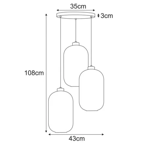 Wisząca lampa wymiary J025-Perota