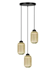 Beżowa długa lampa wisząca z ryflowanymi kloszami - J026-Perota w sklepie Edinos.pl