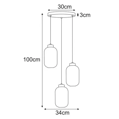 Wymiary lampy wiszącaj J026-Perota