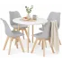 Biały stół + 4 sztuki szarych krzeseł - Lenka 3X