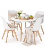 Biały stół + 4 białe krzesła - Lenka 5X w sklepie Edinos.pl