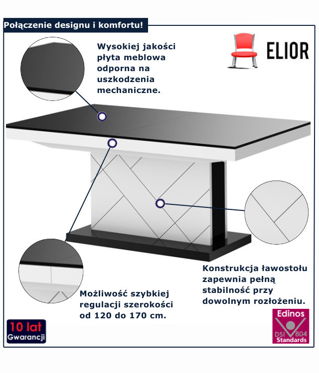 Ławosotół czarny + biały Honna 3X