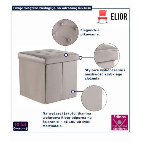 Beżowa aksamitna pufa tapicerowana Wenito