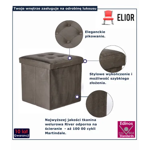Brązowa pikowana pufa z guzikami Wenito