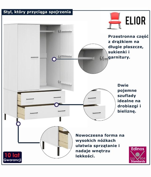 biała szafa na nóżkach Limora
