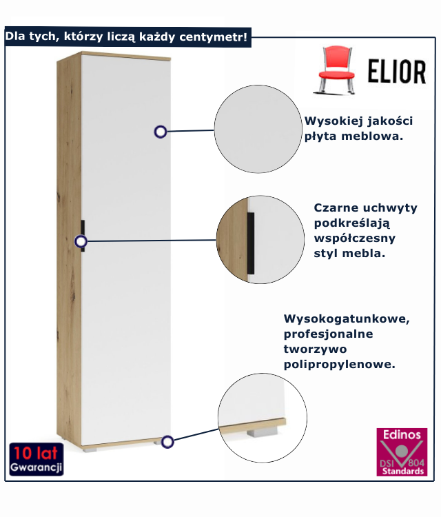 Szafa dąb artisan +biały  z drziwczkami Riwale 3X