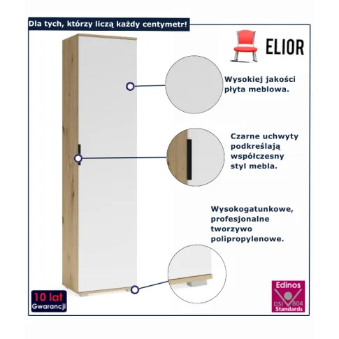 Szafa wąska dąb artisan + biały Riwale 3X