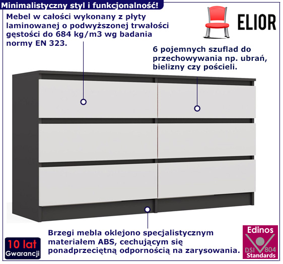 antracytowa komoda do salonu, sypialni Marea