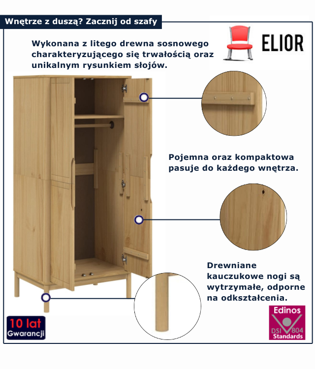 Infografika szafy brazowej do salonu Divano