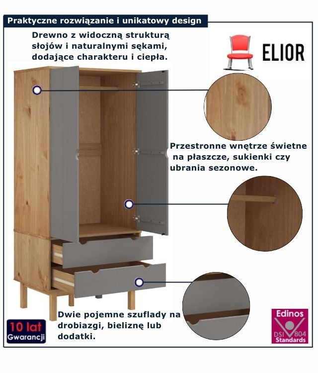 Infografika szafy szaro-brązowej Lavix