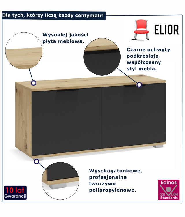 Szafka na buty dąb artisan + antracyt Merable 4X